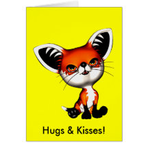 Baby Dog Fox Hugs N Kisses Card