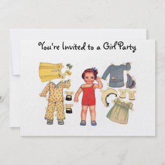 Baby Doll Paper Doll Invitations