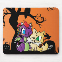 Baby Dragon and wolf mousepads