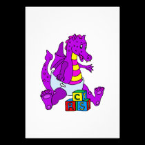 Baby Dragon with Blocks invitations