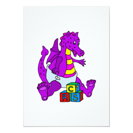 Baby Dragon with Blocks Invites