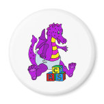 Baby Dragon with Blocks Fridge Magnet