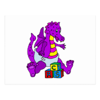 Baby Dragon with Blocks Post Cards