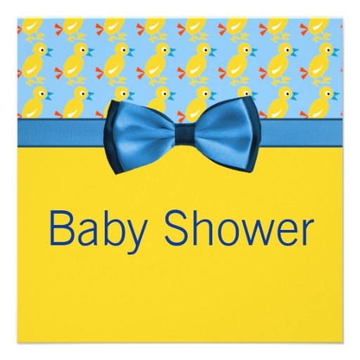 Baby Ducks In Yellow & Blue Baby Shower Announcement