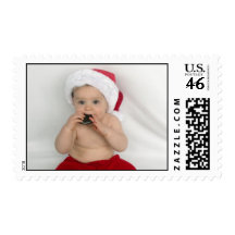 Baby Eats Santa Cookies on a Stamp