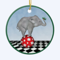Baby Elephant and Holly ornament ornaments