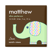 Baby Elephant Birth Announcement Magnet by paisleyinparis Baby Elephant Birth Announcement Magnet