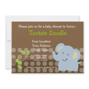 Baby Elephant Blue Boy Baby Shower Sprinkle Invite