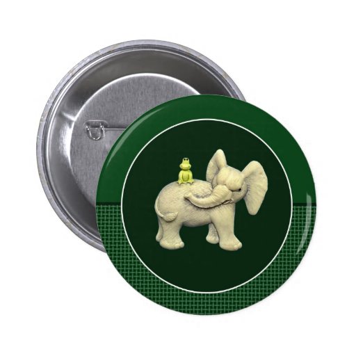 Baby Elephant & Frog Pinback Button