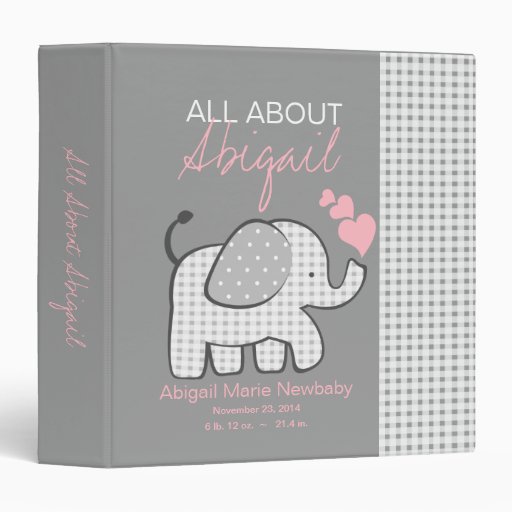 Baby Elephant Gray All About Baby Binder Zazzle