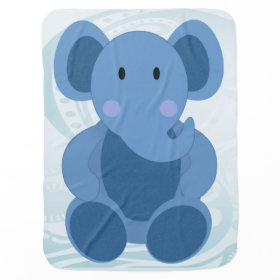 Baby Elephant in Blue - Baby Blanket Baby Blanket