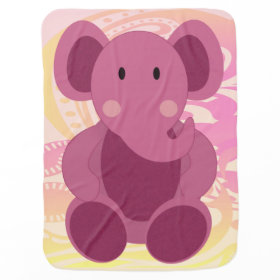Baby Elephant in Pink - Baby Blanket Receiving Blanket