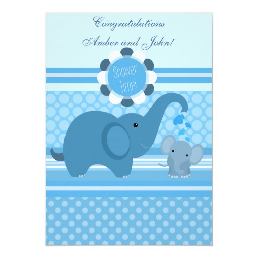 Baby Elephant Shower Invitation Card