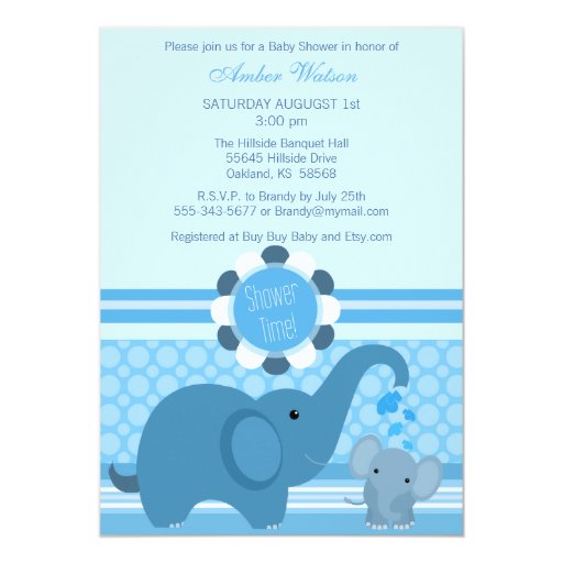Baby Elephant Shower Invitation Card