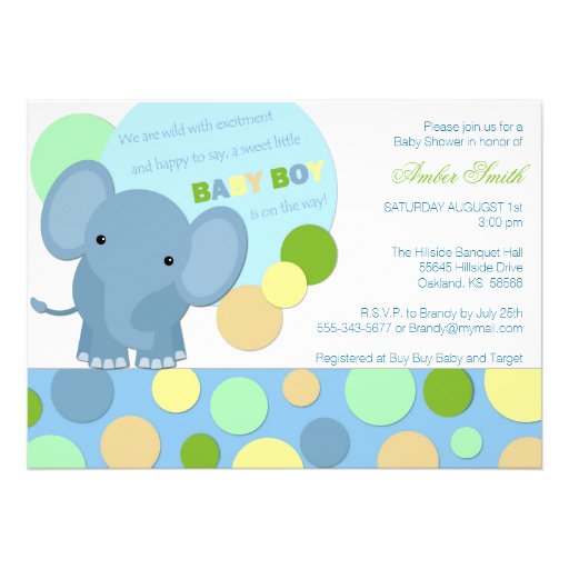 Baby Elephant Shower Invitation Invitations