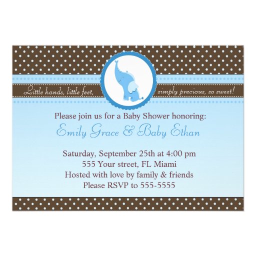 Baby Elephant Sweet invitation Shower or Birthday