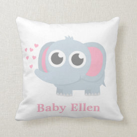 Baby Elephant With Love Girls Nursery Room Decor Pillow