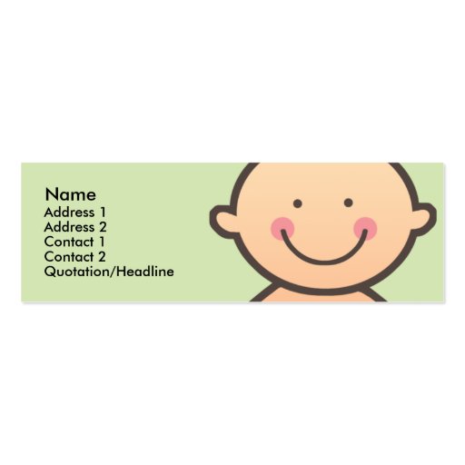 Baby Face Green Skinny Profile Cards Business Cards
