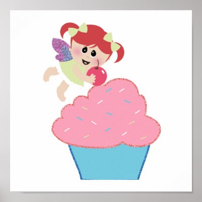 baby fairy cupcake cherry on top posters by doonidesigns