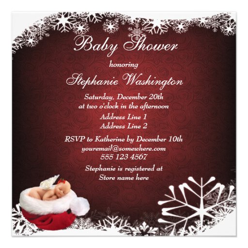 Baby Fairy in Christmas Stocking Baby Shower Custom Invite