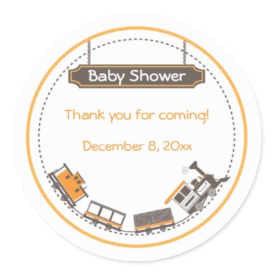 Baby Favor Sticker - Train by OrangeOstrichDesigns