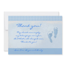 Baby Feet Blue Baby Shower Thank you Flat card invitations