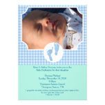 Baby Feet Blue Baptism Dedication 5x7 photo Personalized Announcement