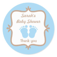 Baby Feet Blue Round Sticker