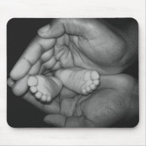 baby feet in father's hands mouse mats
