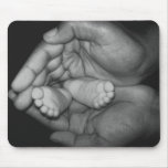 baby feet in father's hands mouse mats
