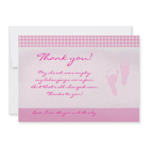 Baby Feet Pink Baby Shower Thank you Flat card invitations
