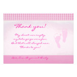 Baby Feet Pink Baby Shower Thank you Flat card Custom Announcement