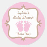 Baby Feet Pink Round Sticker