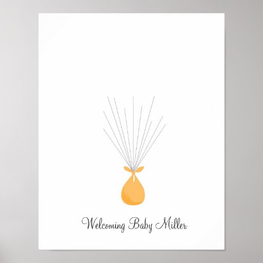 Baby Fingerprint Balloons Orange Poster Zazzle