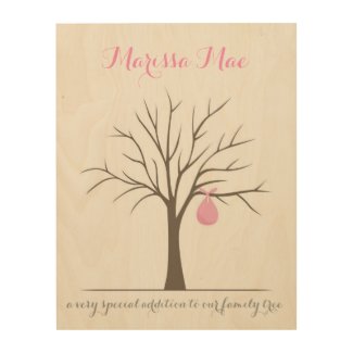 Baby Fingerprint Tree - Pink Wood Canvases