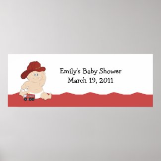 BABY FIRE FIGHTER Baby Shower / Birthday Banner Poster