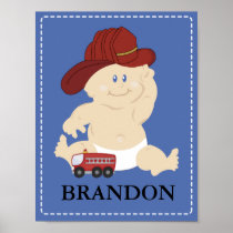 Baby FIRE FIGHTER Nursery Room Art Print Gift