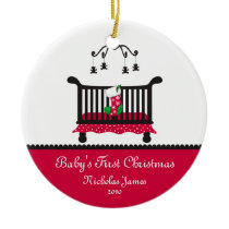 Baby First Christmas - Crib and Christmas Stocking Christmas Tree Ornaments