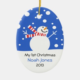 Baby First Christmas Holiday Snowman Christmas Tree Ornament