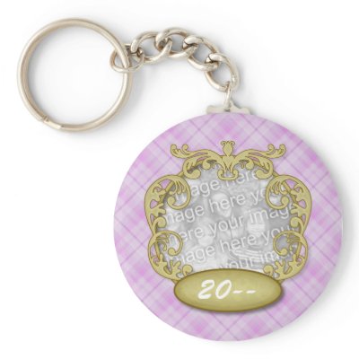 Baby First Christmas Purple Plaid keychains