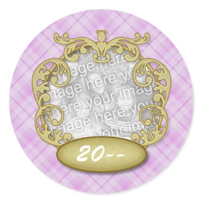 Baby First Christmas Purple Plaid stickers
