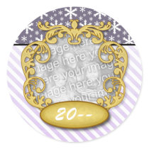 Baby First Christmas Snowflake Stripe Purples Stickers