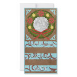 Baby First Christmas Wreath Blue Brown Customized Photo Card