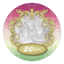 Baby First Chritmas Red Green Yellow Dots Round Stickers