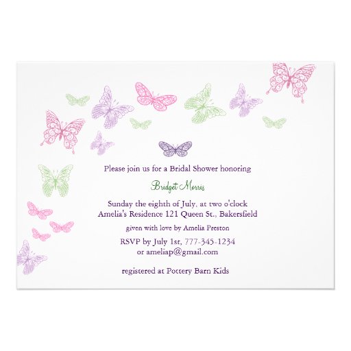 Baby Flutters Shower Invitation purple
