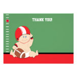 Baby Football Player (Red/Black) Flat Thank you Personalized Announcement