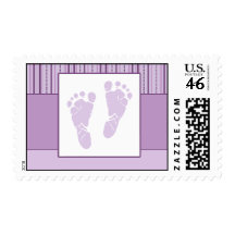 Baby Footprints Birth - Purple Stamp