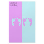 Baby Footprints (Boy/Girl Twins) Custom Stationery
