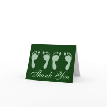 Baby Footprints (Green Twins) Greeting Cards
