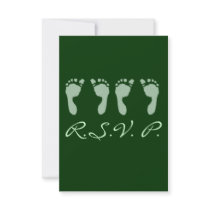 Baby Footprints (Green Twins) Personalized Invitation